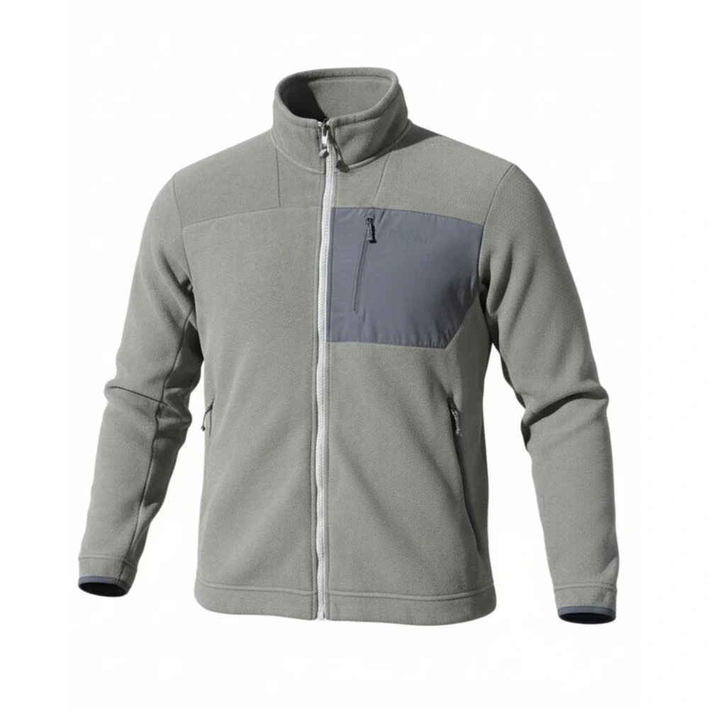 The North Face Mens Large L Full Zip Fleece Jacket Gray Outdoor Hiking Trail‎ B5